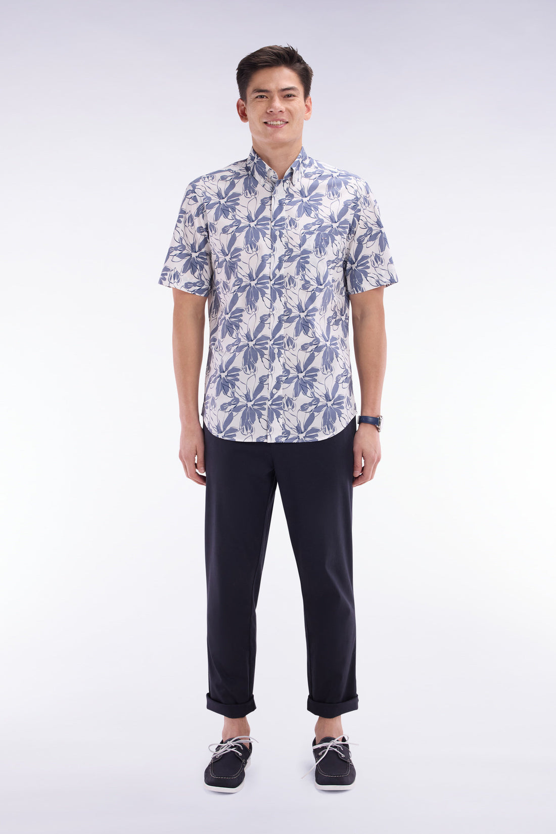 Eden Park_Elastic Chinos in Navy Stretch Cotton - Lyocell Blend_E25BASPA0024_BLF_01