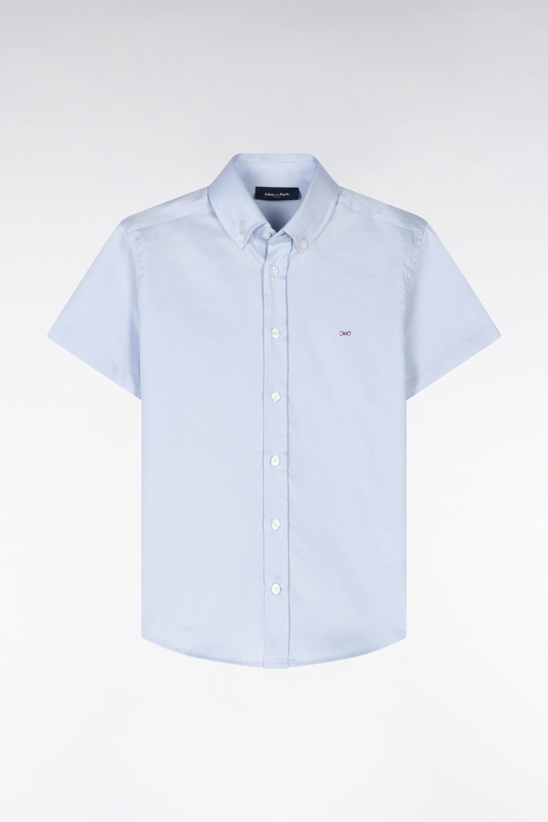 Eden Park_Straight Short-Sleeved Sky Blue Cotton Shirt_E25CHECC0037_BLC25_01