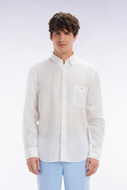 Eden Park_Straight-Fit White Linen Shirt_E25CHECL0005_BC_01