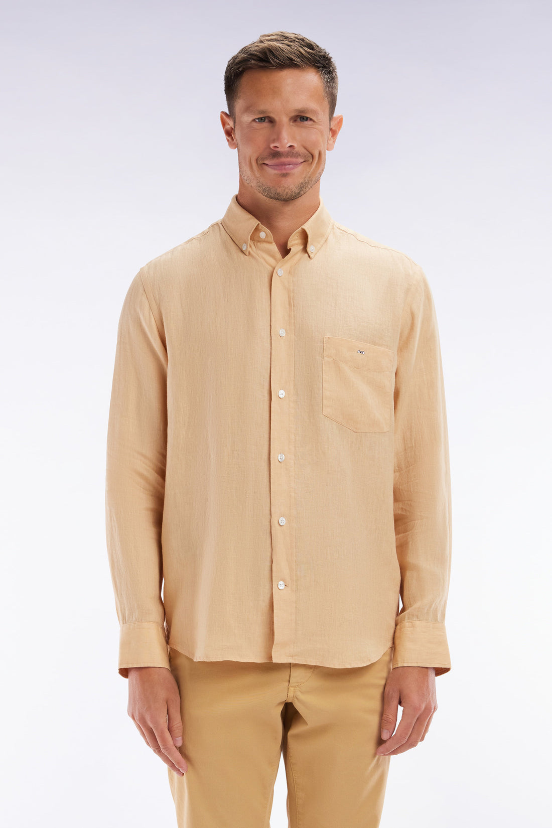 Eden Park_Straight-Fit Camel Linen Shirt_E25CHECL0005_BEM22_01