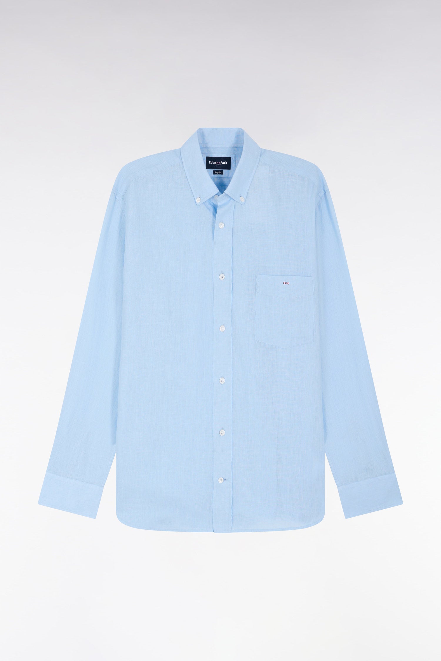 Eden Park_Straight-Fit Sky Blue Linen Shirt_E25CHECL0005_BLC26_02