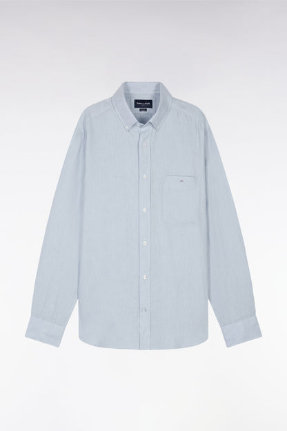 Eden Park_Straight-Fit Light Grey Linen Shirt_E25CHECL0005_BLC6_02