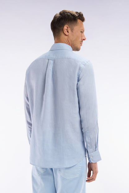 Eden Park_Straight-Fit Light Grey Linen Shirt_E25CHECL0005_BLC6_04