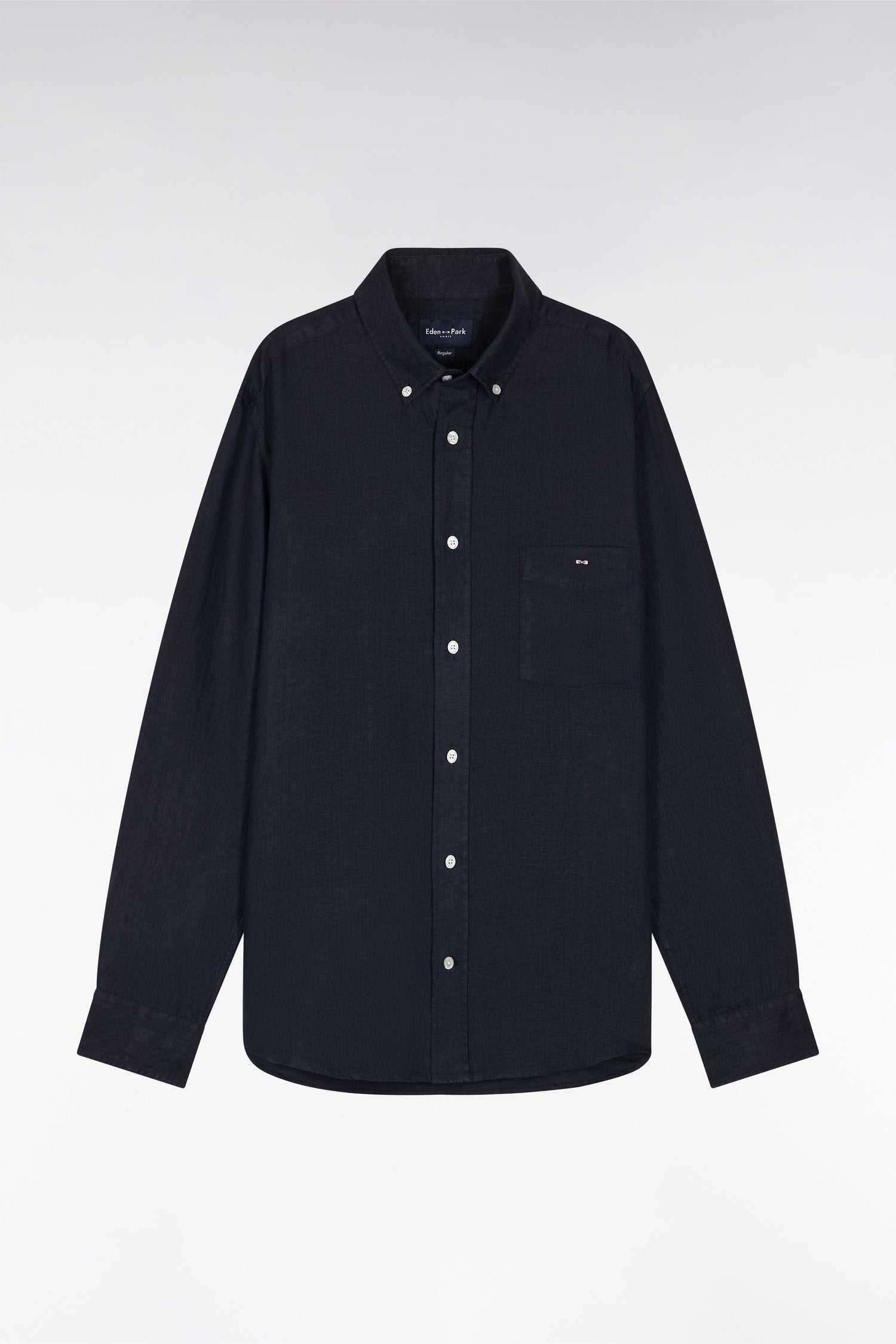 Eden Park_Straight-Fit Navy Linen Shirt_E25CHECL0005_BLF_02