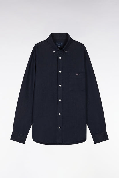 Eden Park_Straight-Fit Navy Linen Shirt_E25CHECL0005_BLF_02