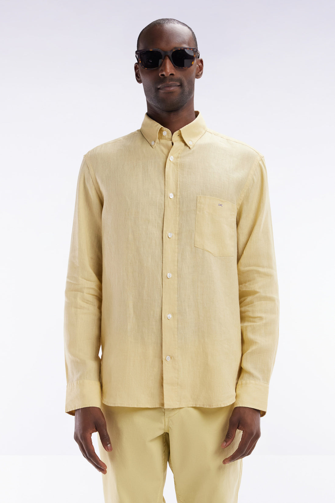Eden Park_Straight-Fit Ivory Linen Shirt_E25CHECL0005_JAC11_01