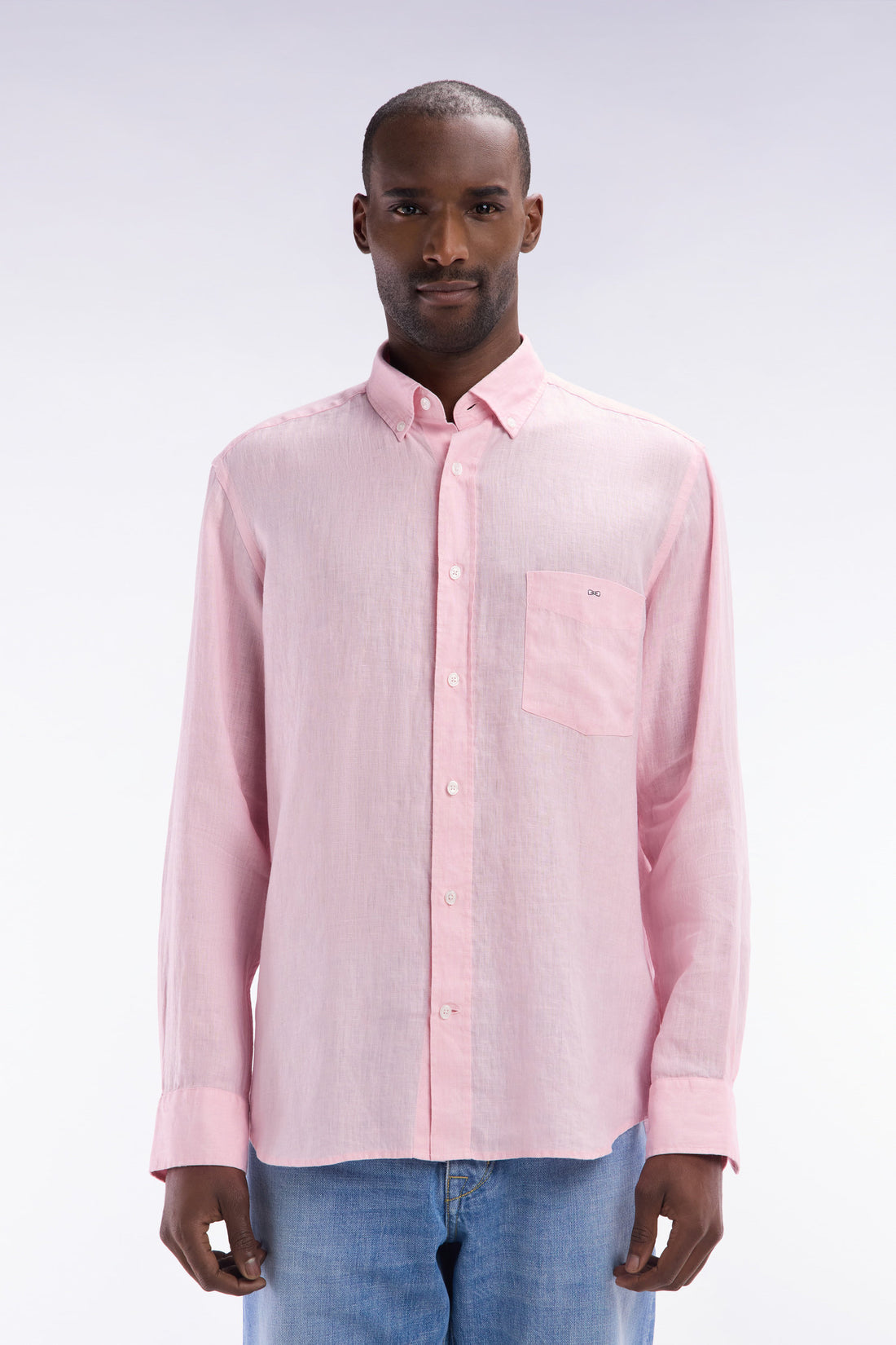 Eden Park_Straight-Fit Pink Linen Shirt_E25CHECL0005_ROC16_01
