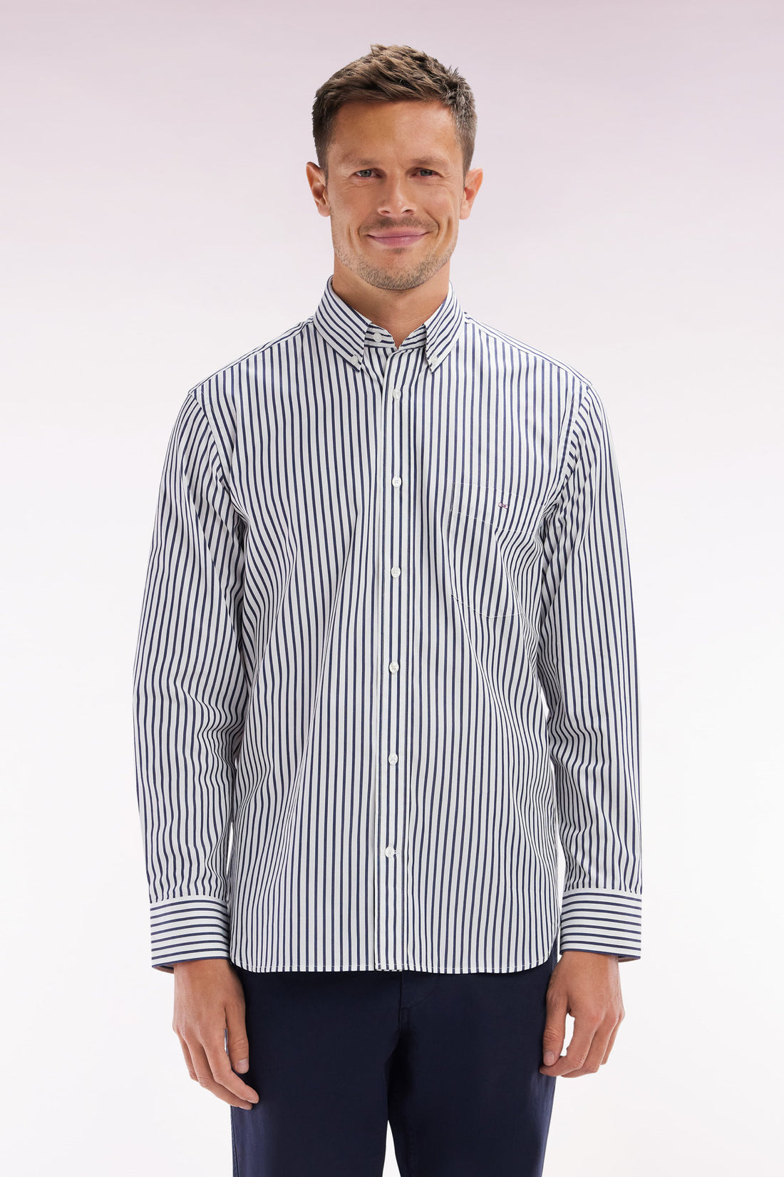 Eden Park_Straight-Fit Blue Cotton Shirt_E25CHECL0007_BLF20_01
