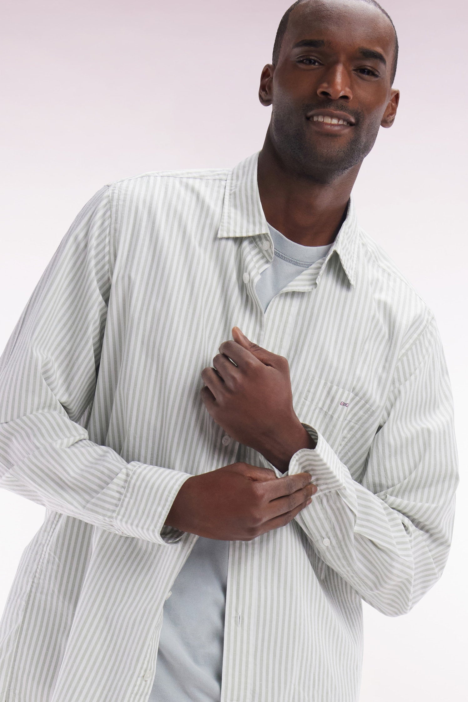 Eden Park_Straight-Fit Grey Striped Cotton Shirt_E25CHECL0010_GRM26_03