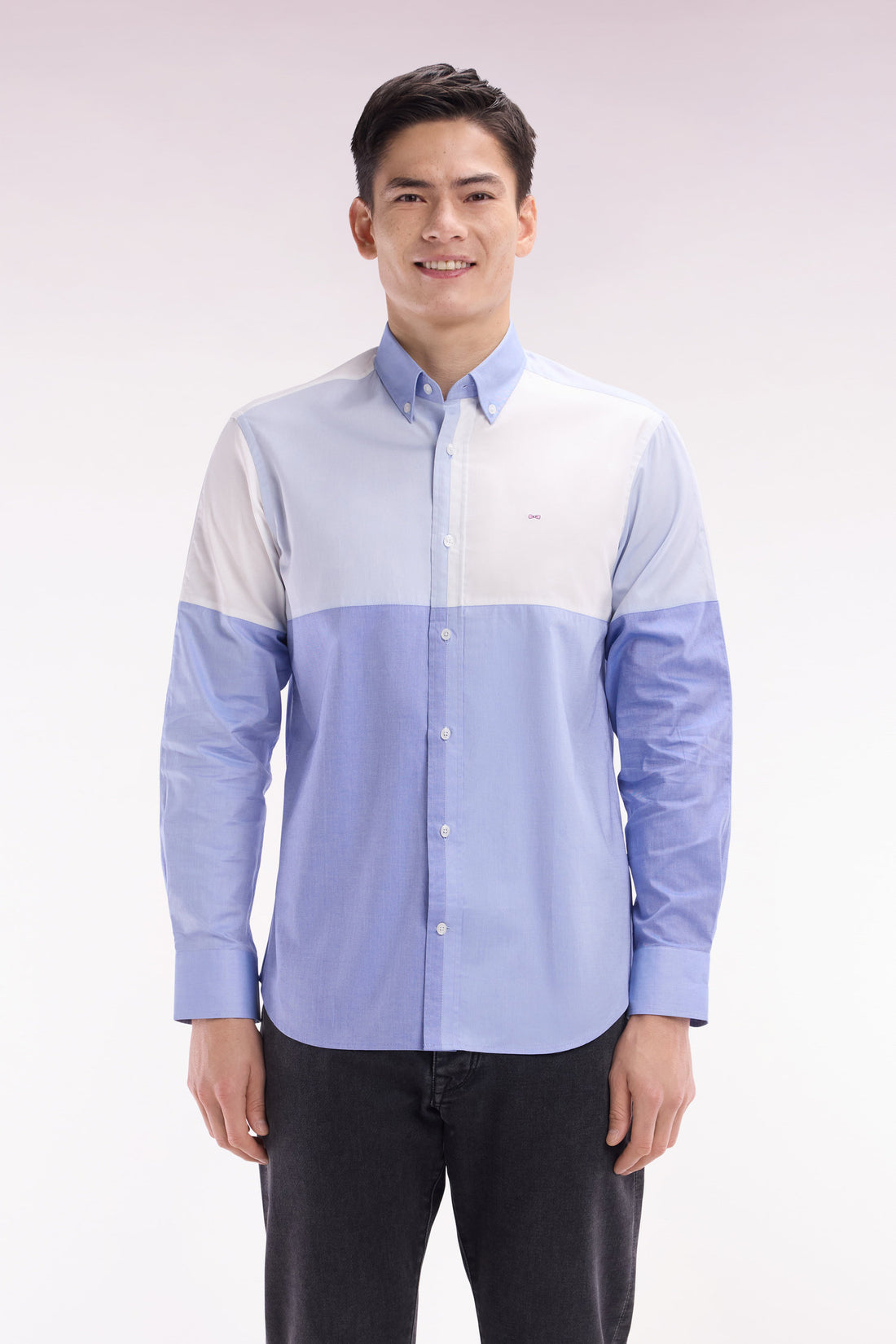 Eden Park_Straight-Fit Dark Blue Cotton Twill Shirt_E25CHECL0027_BLF20_01