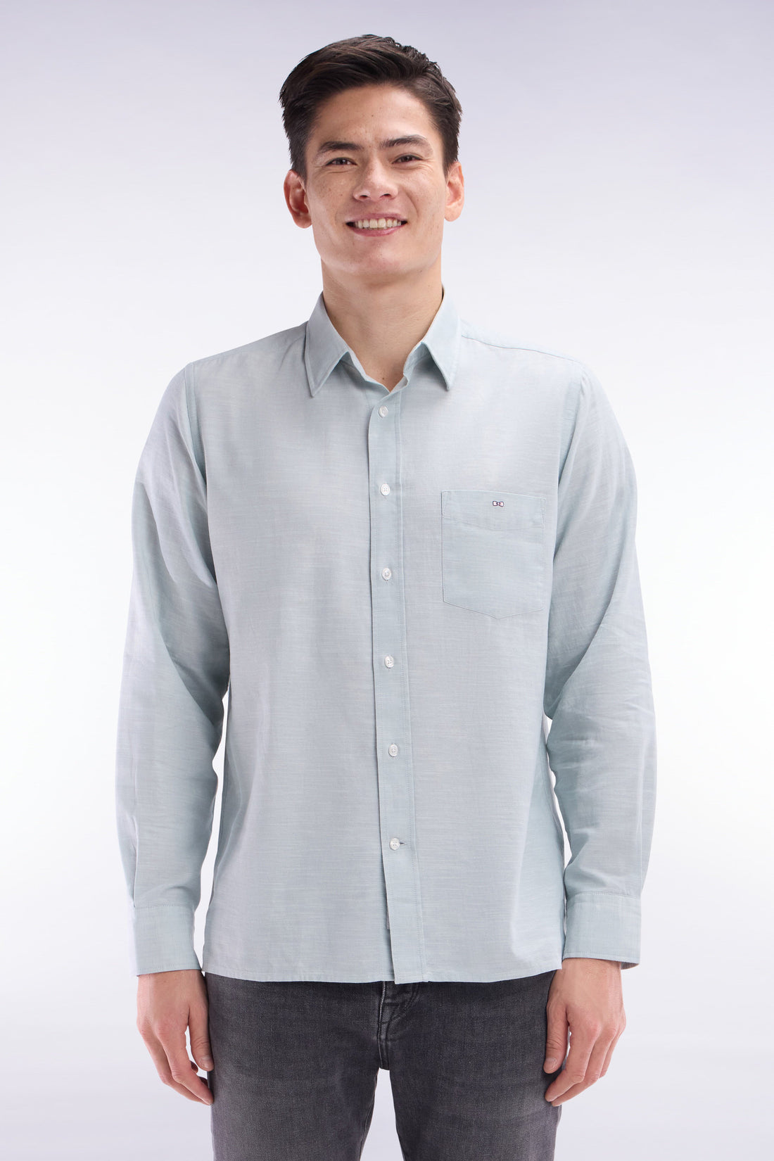 Eden Park_Dark Grey Cotton Shirt with Patch Pocket_E25CHECL0034_GRM26_01