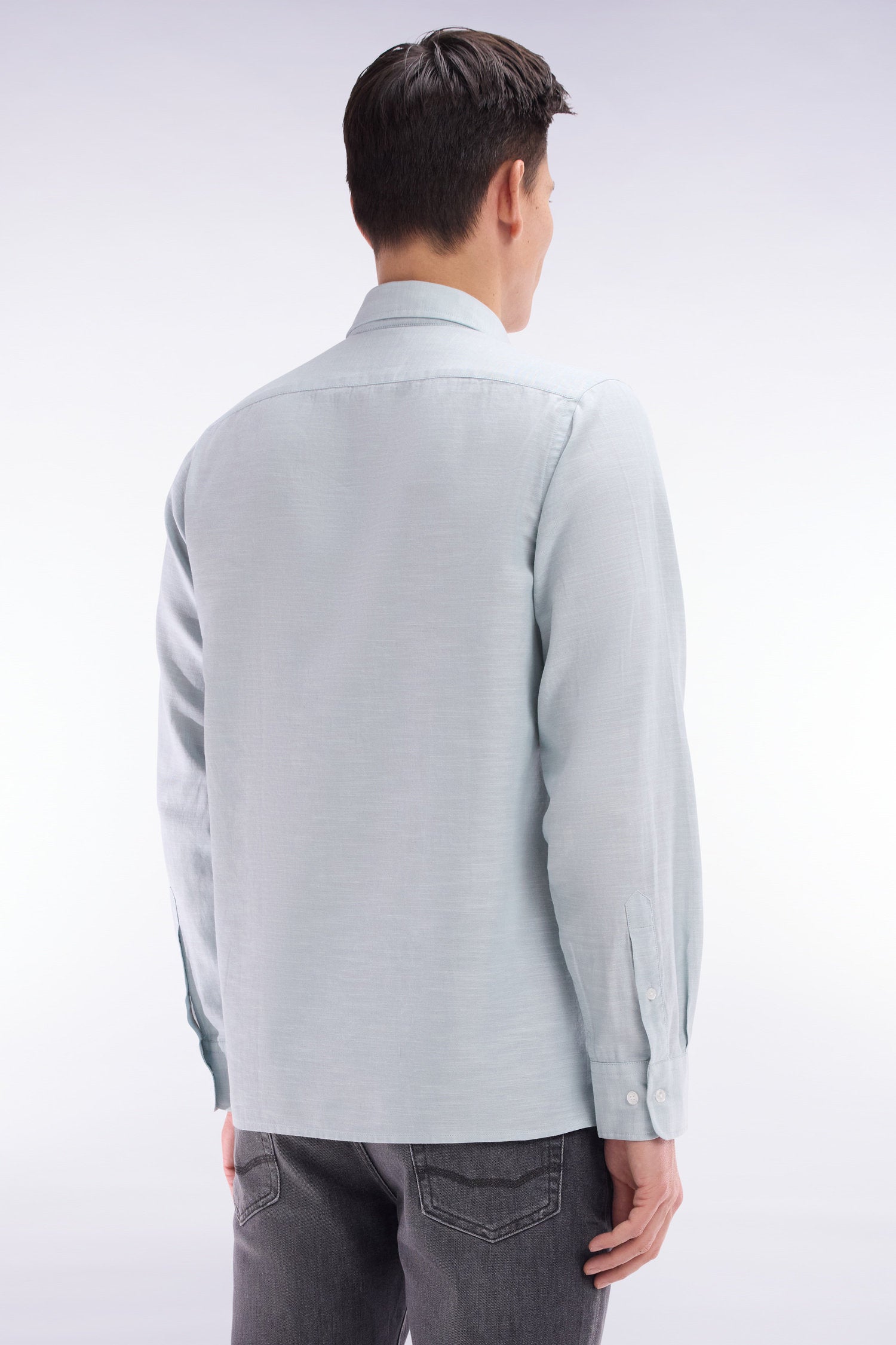 Eden Park_Dark Grey Cotton Shirt with Patch Pocket_E25CHECL0034_GRM26_02