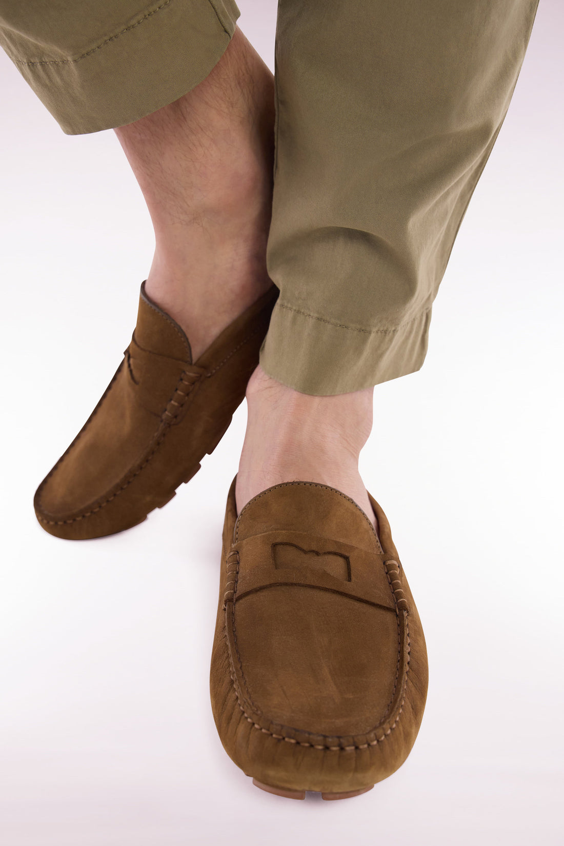 Eden Park_Khaki Suede Slipper Loafers_E25CHSMO0005_KAM9_01