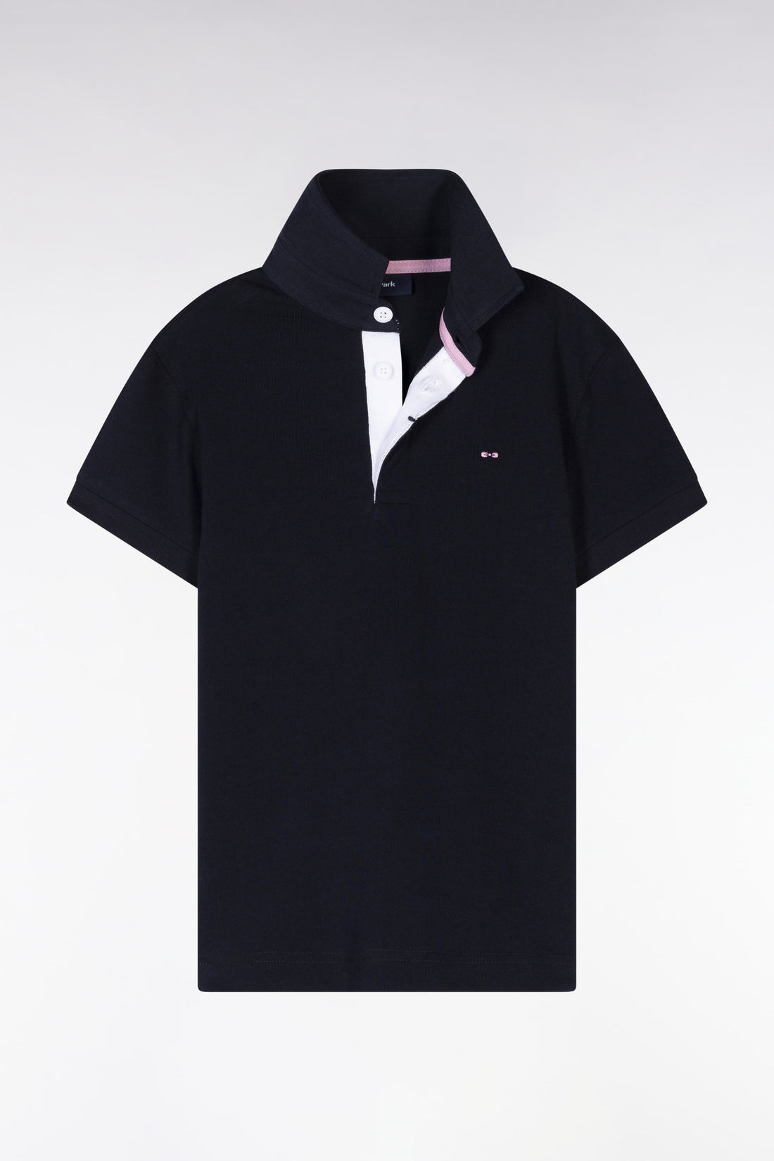 Eden Park_Straight-Cut Short-Sleeved Navy Cotton Jersey with Back Embroidery_E25MAIMC0019_BLF_01