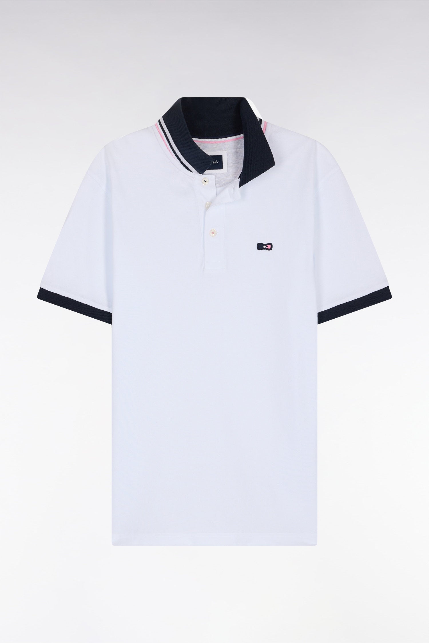 Eden Park_Straight-Fit Short-Sleeved Polo Shirt in White Cotton PiquŽ with Tricolor Embroidery_E25MAIPC0022_BC_04