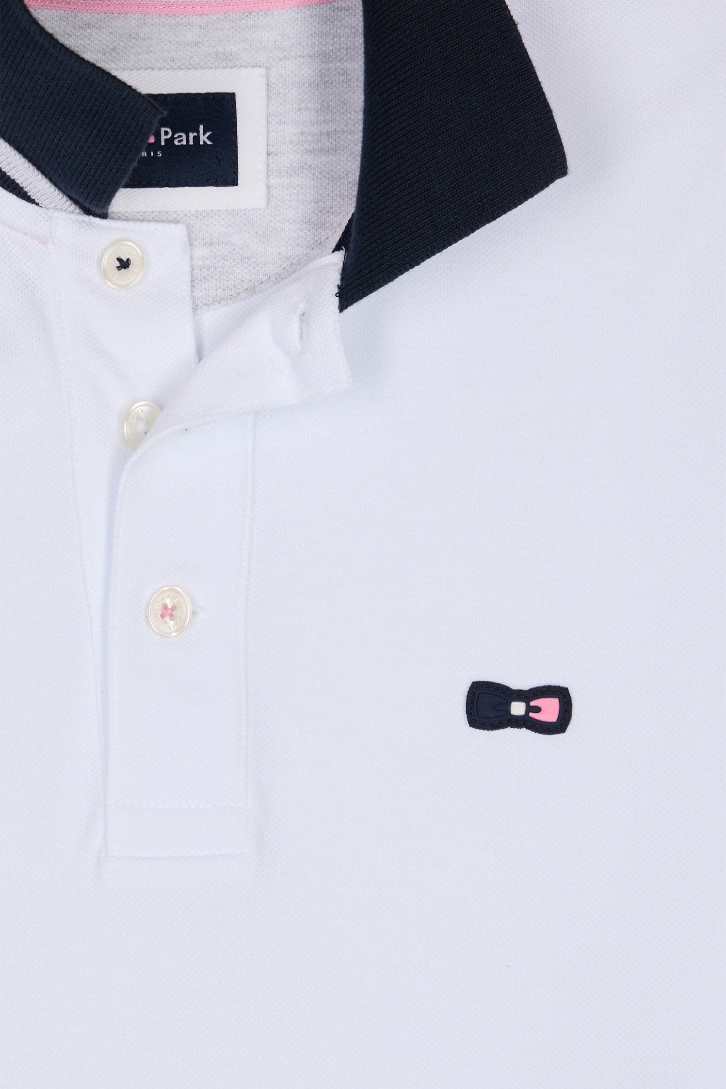 Eden Park_Straight-Fit Short-Sleeved Polo Shirt in White Cotton PiquŽ with Tricolor Embroidery_E25MAIPC0022_BC_05