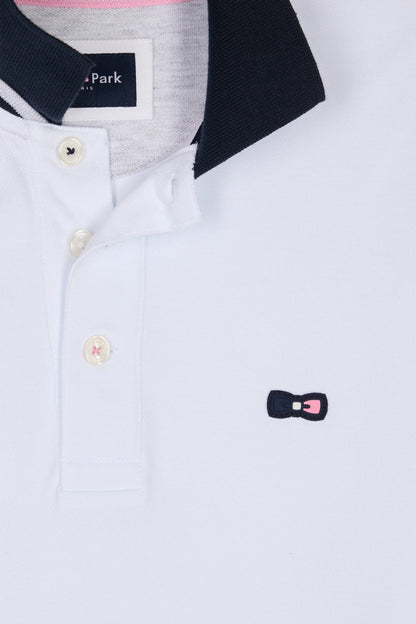 Eden Park_Straight-Fit Short-Sleeved Polo Shirt in White Cotton PiquŽ with Tricolor Embroidery_E25MAIPC0022_BC_05