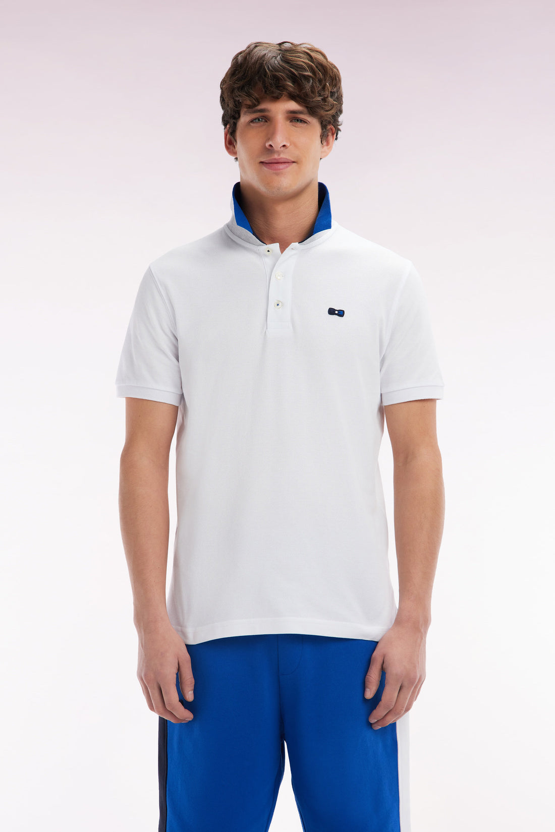 Eden Park_Polo Shirt in White Cotton with Two-Tone Eden Park Jacquard Collar_E25MAIPC0025_BC_01