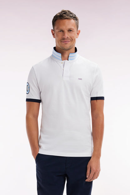 Eden Park_Straight-Fit Short-Sleeved Polo Shirt in White Cotton PiquŽ with 10 Sleeves Embroidery_E25MAIPC0031_BC_01