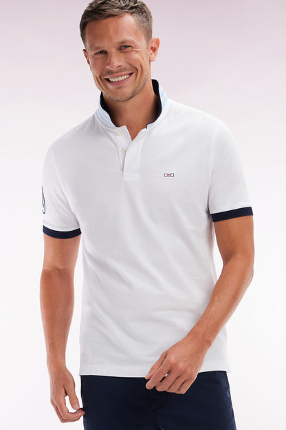 Eden Park_Straight-Fit Short-Sleeved Polo Shirt in White Cotton PiquŽ with 10 Sleeves Embroidery_E25MAIPC0031_BC_03