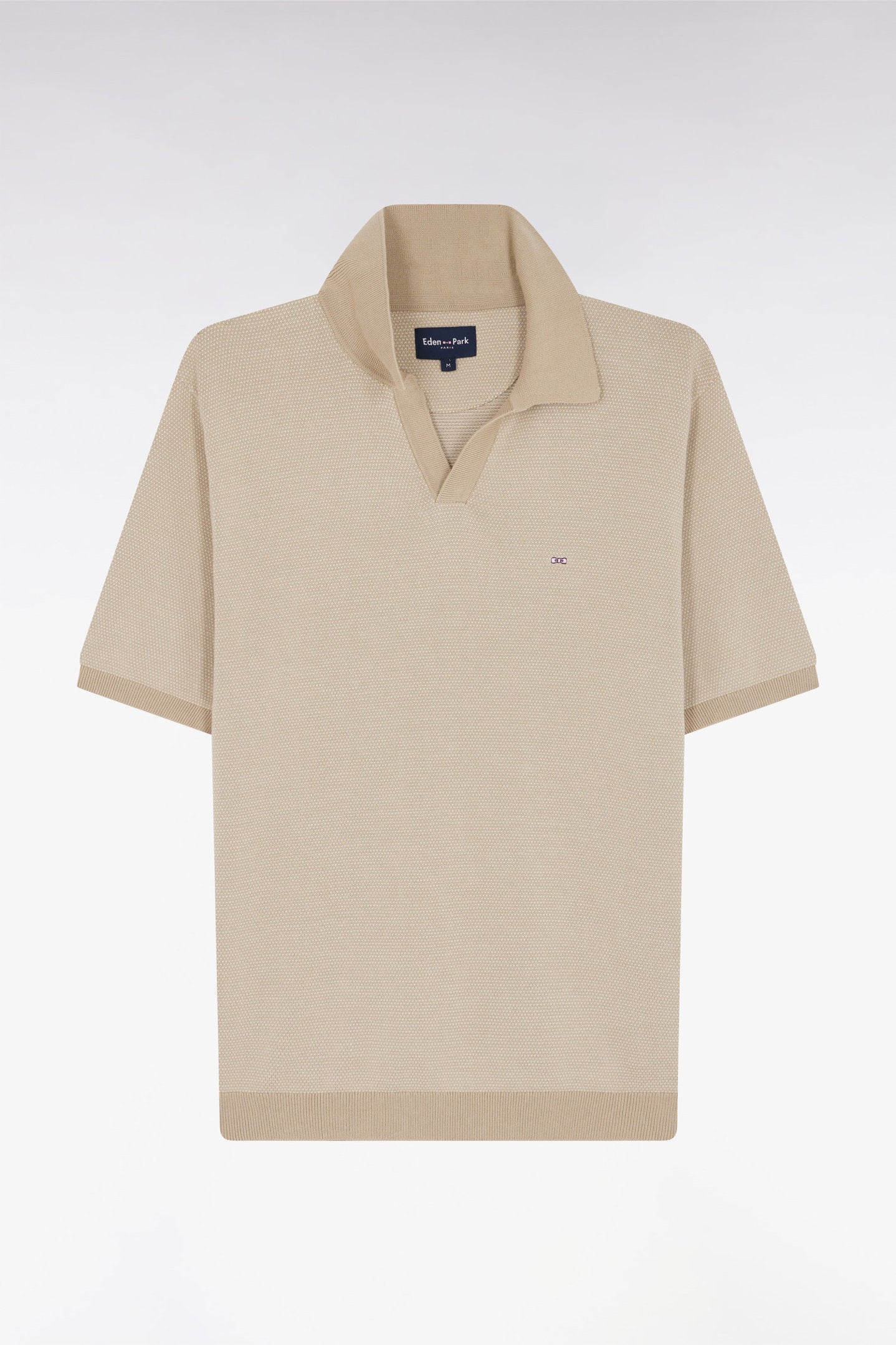 Eden Park_Straight-Cut Beige Cotton Polo Neck Jumper_E25MAIPU0014_BEM7_04