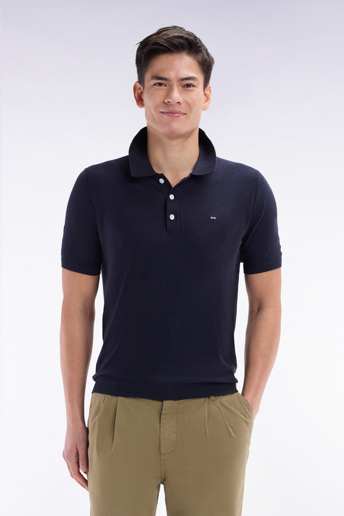 Eden Park_Straight-Fit Sleeveless Navy Polo Collar Jumper_E25MAIPU0025_BLF_01