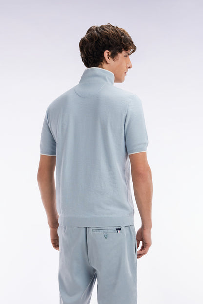 Eden Park_Straight-Fit Sky Blue Polo Neck Jumper in Organic Cotton and Cashmere Blend_E25MAIPU0029_BLC25_04