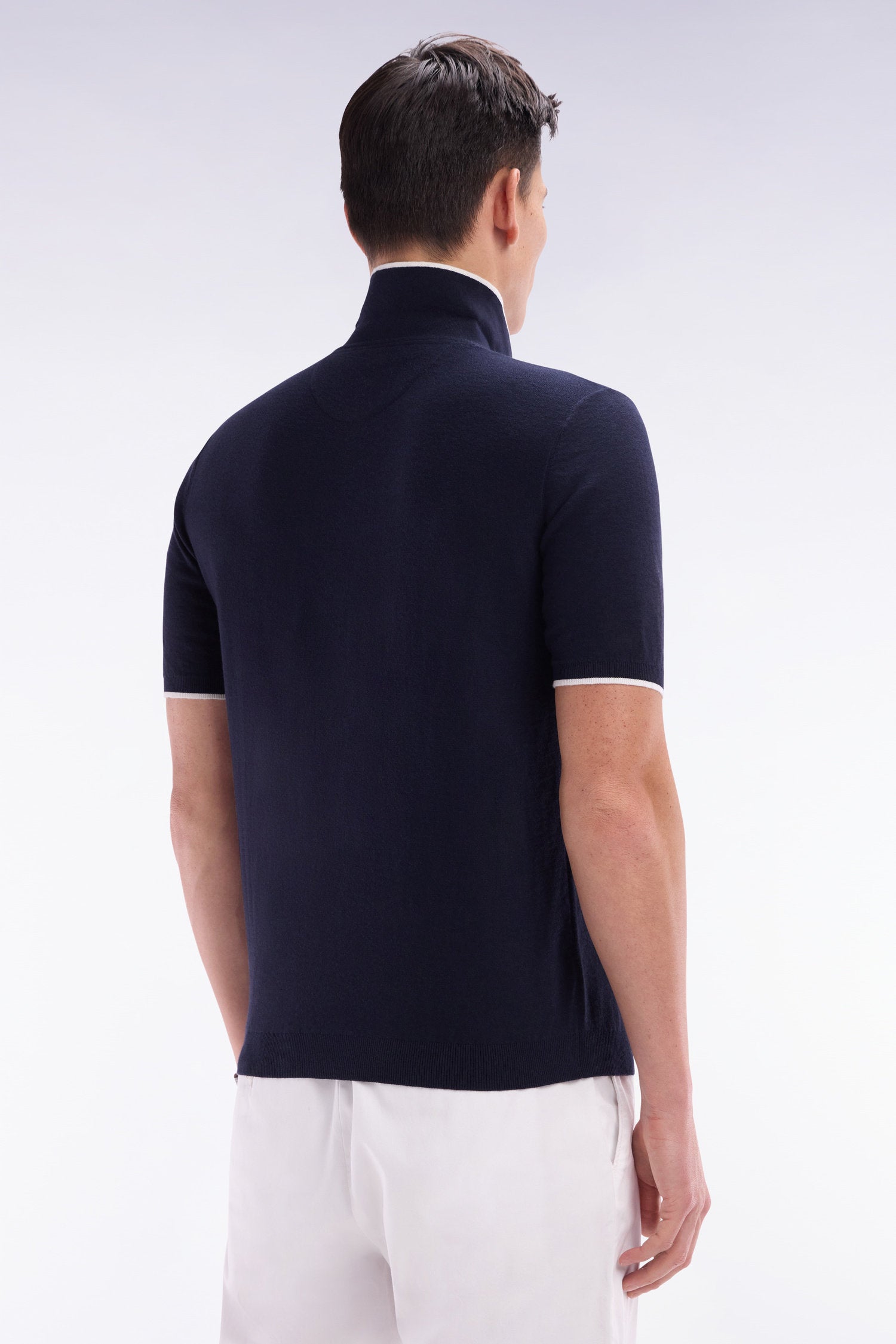 Eden Park_Straight-Fit Navy Polo Neck Jumper in Organic Cotton and Cashmere Blend_E25MAIPU0029_BLF_04