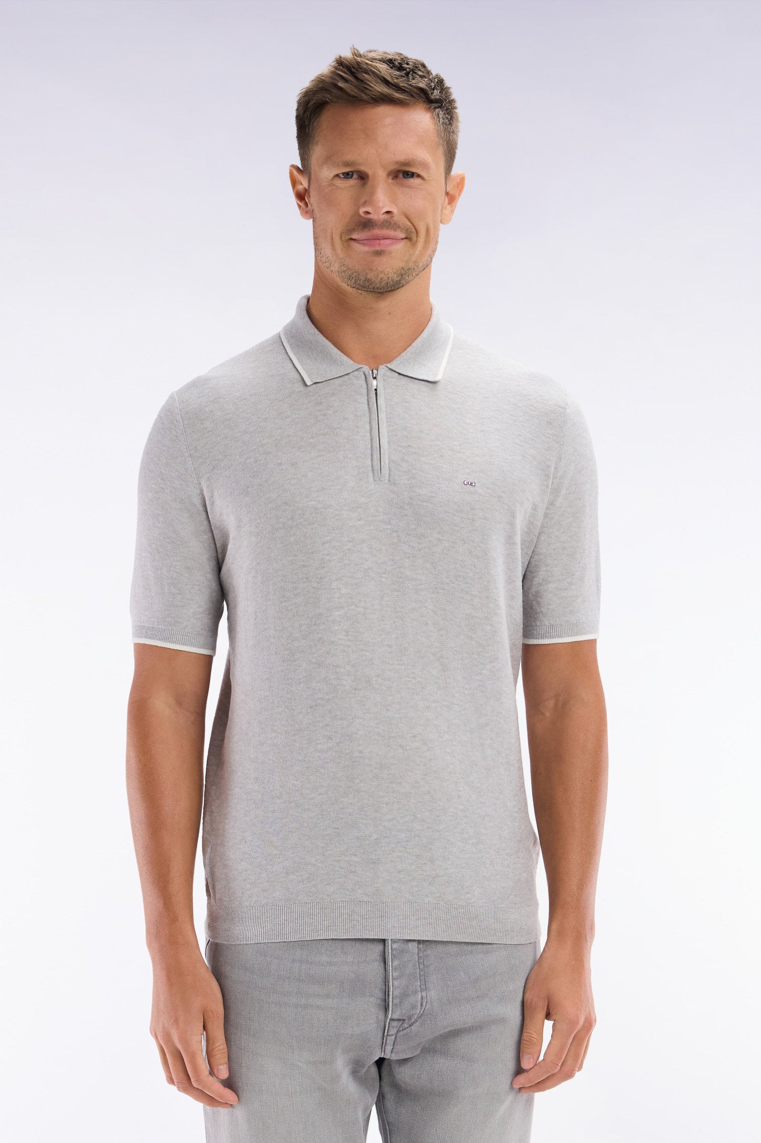 Eden Park_Straight-Fit Grey Polo Neck Jumper in Organic Cotton and Cashmere Blend_E25MAIPU0029_GRC10_01