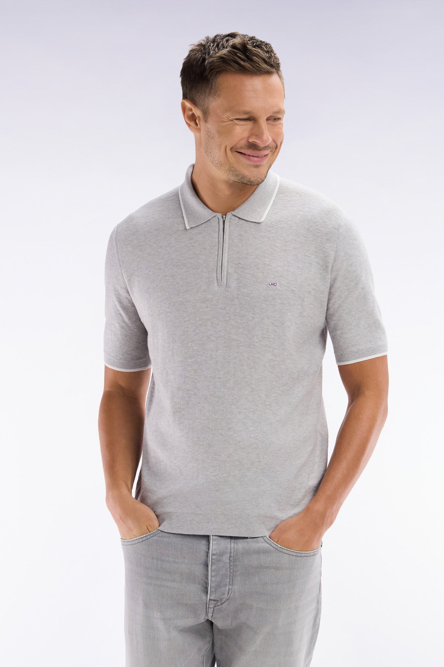 Eden Park_Straight-Fit Grey Polo Neck Jumper in Organic Cotton and Cashmere Blend_E25MAIPU0029_GRC10_03