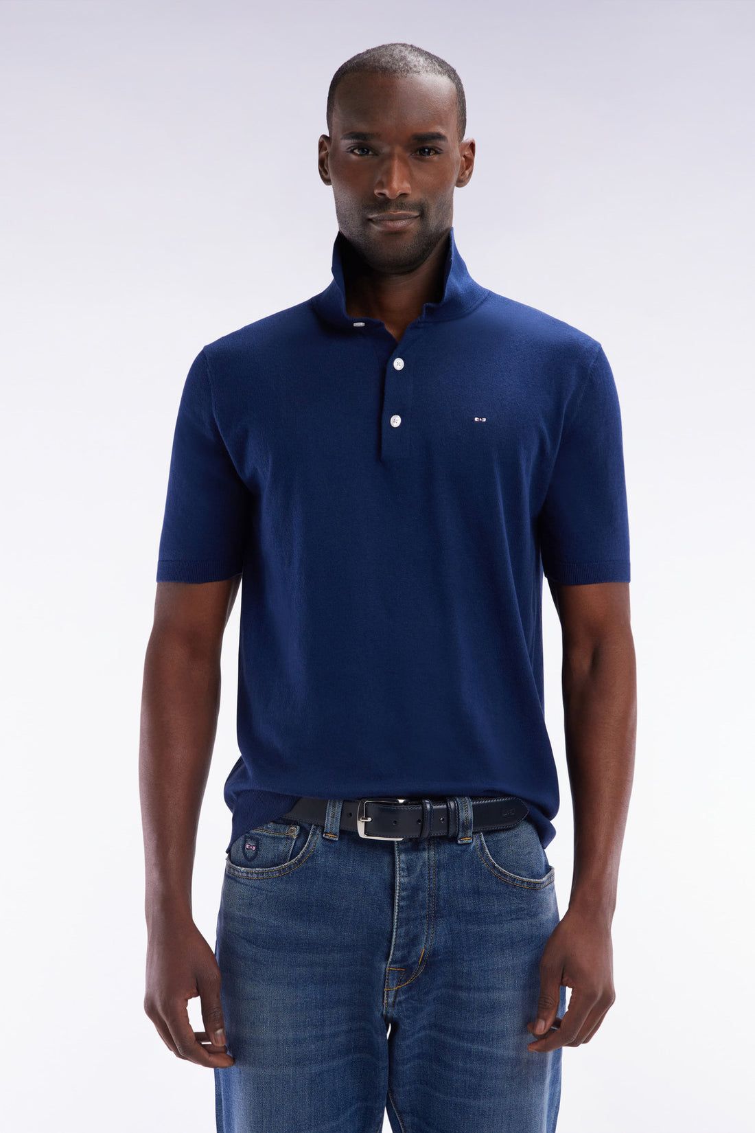 Eden Park_Straight-Fit Navy Cotton-Silk-Blend Polo Neck Jumper_E25MAIPU0036_BLF4_01