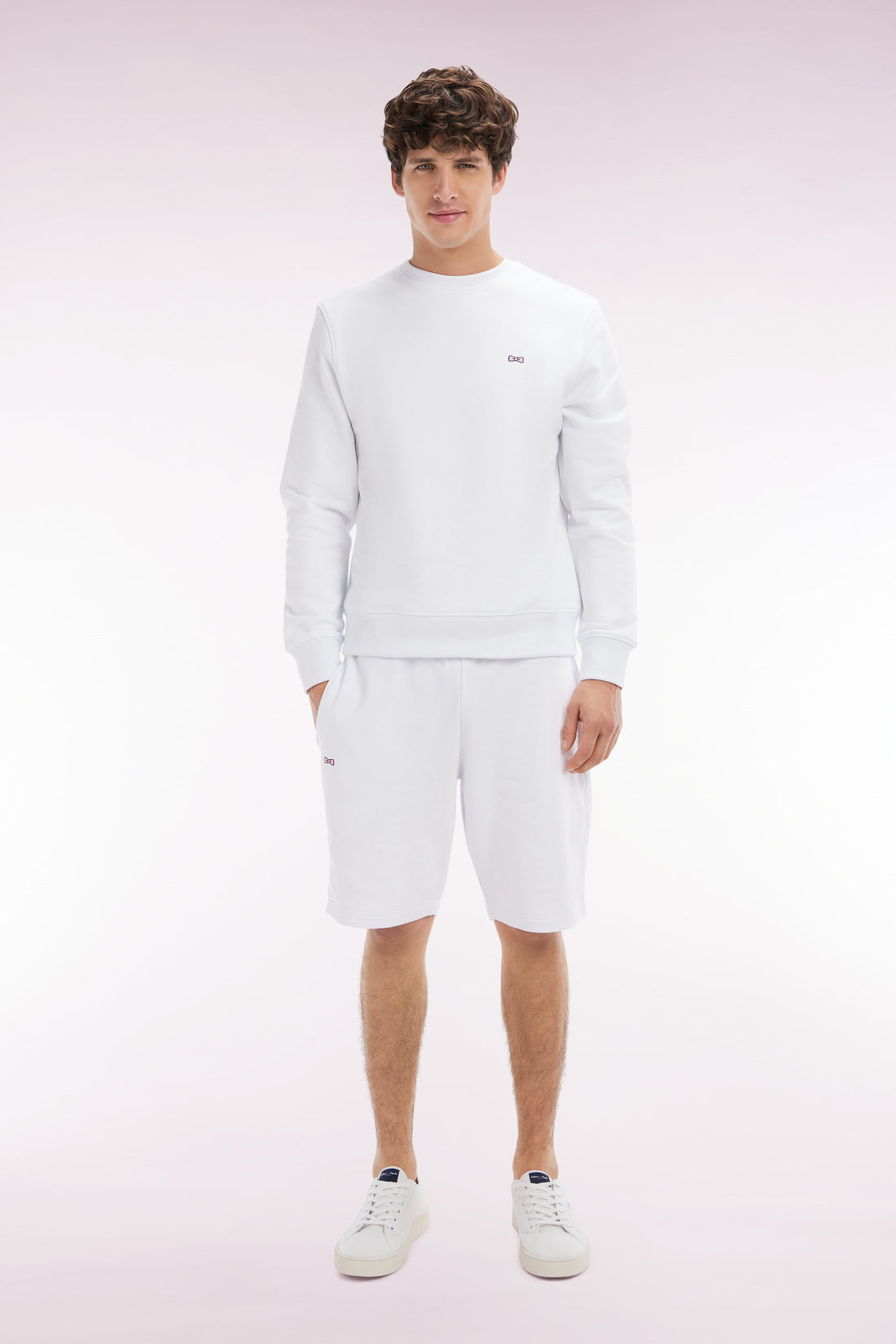 Eden Park_Straight-Fit White Cotton Fleece Shorts_E25MAISH0001_BC_01