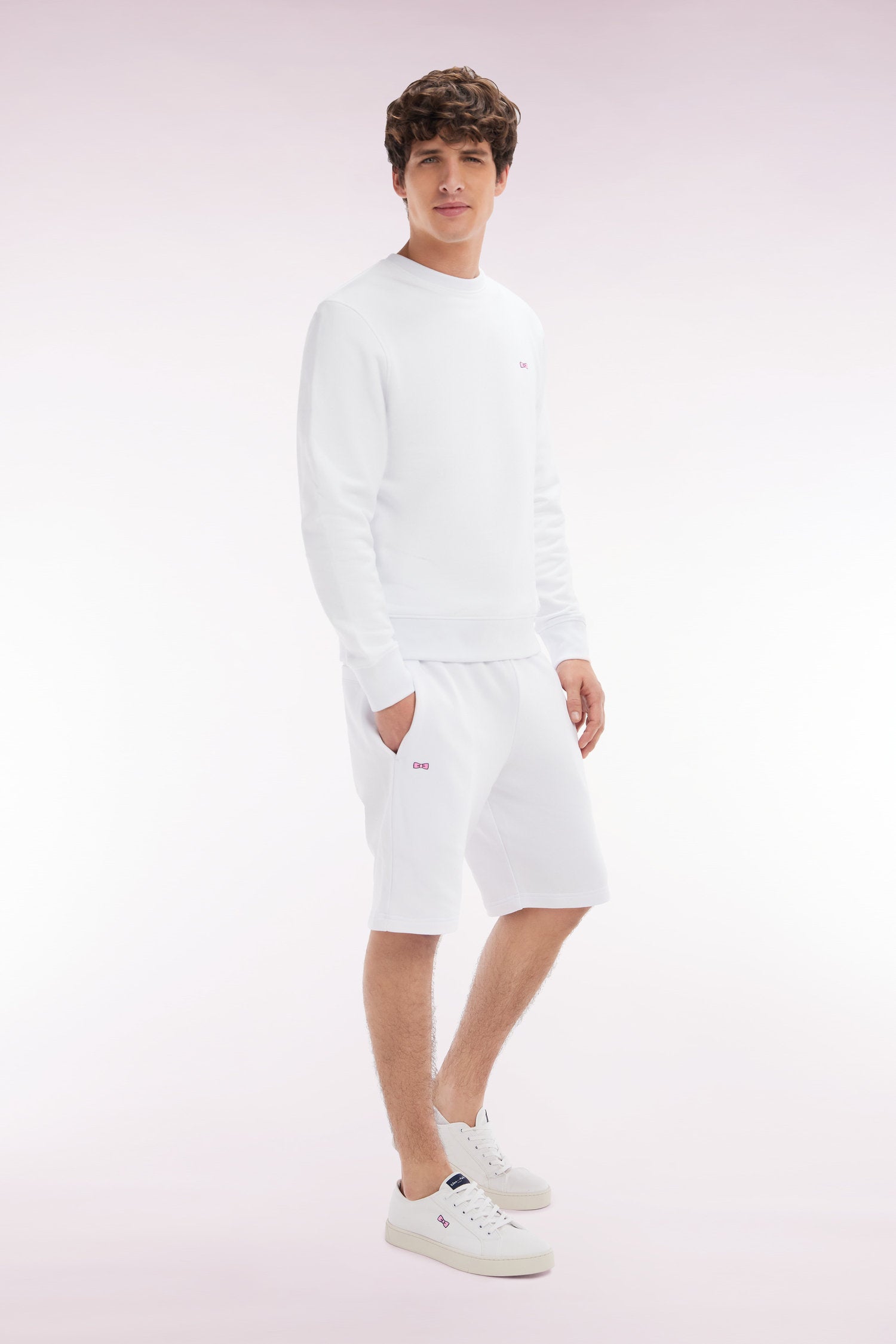 Eden Park_Straight-Fit White Cotton Fleece Shorts_E25MAISH0001_BC_03