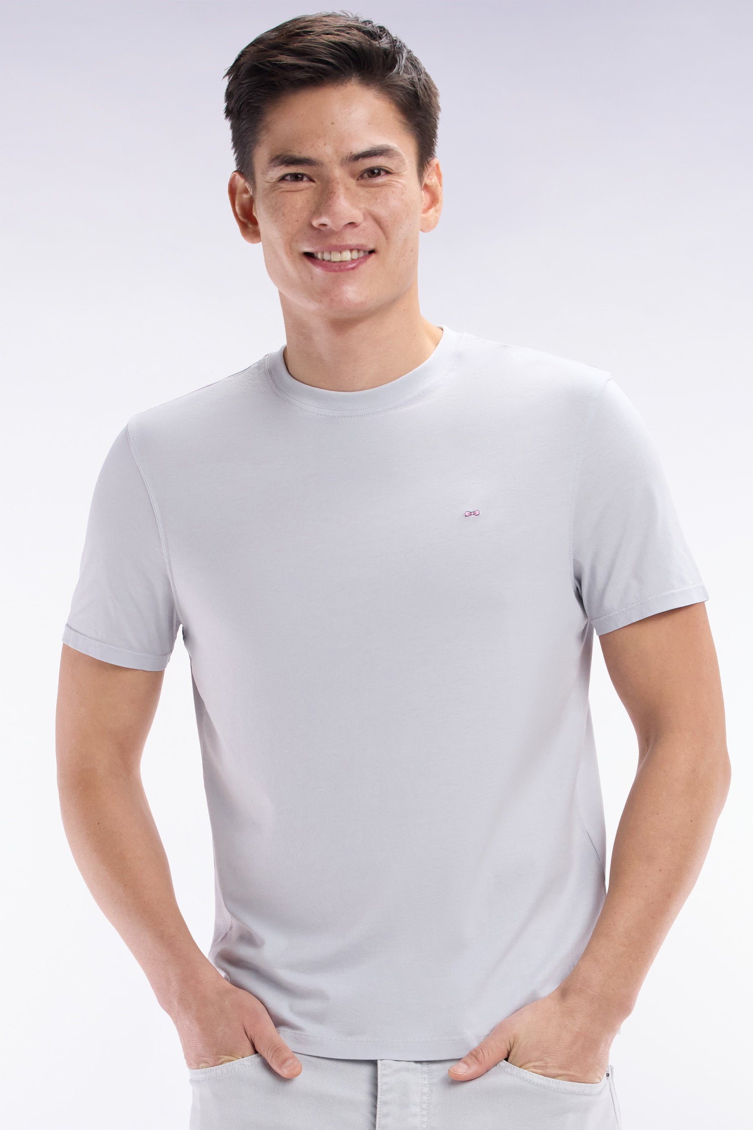 Eden Park_Straight-Fit Khaki Short-Sleeved T-Shirt_E25MAITC0001_GRC12_03
