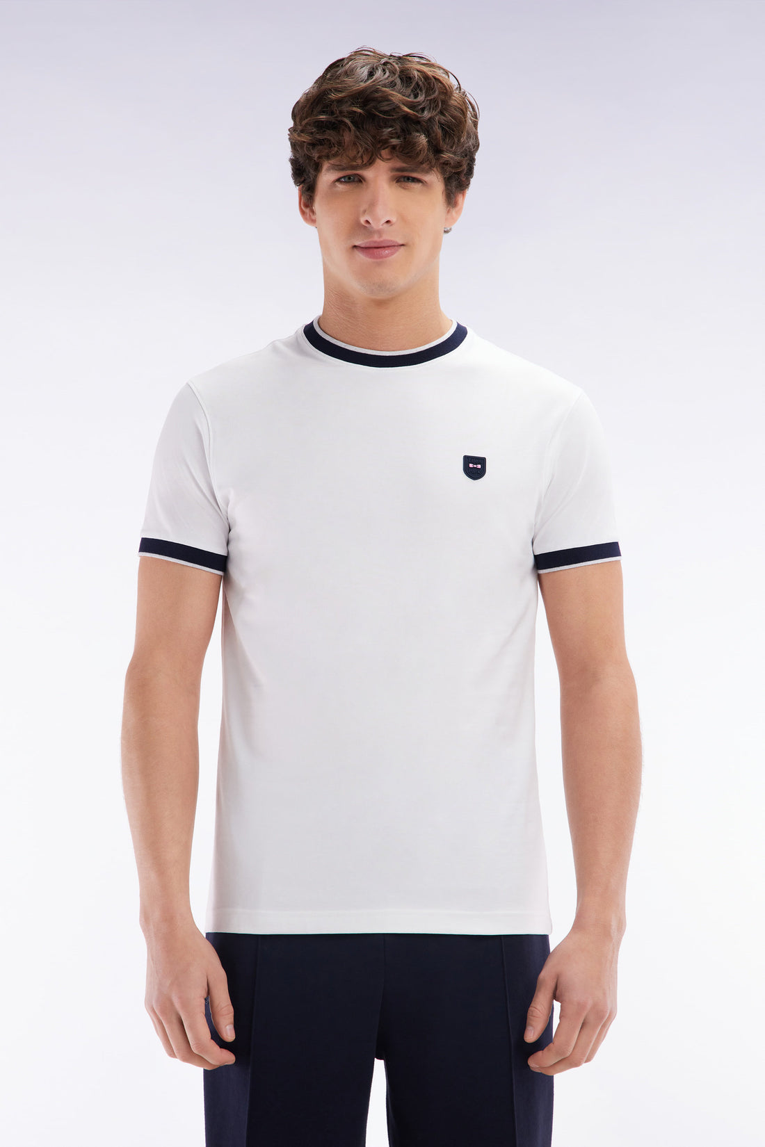 Eden Park_Slim-Fit White Stretch Cotton T-Shirt_E25MAITC0020_BC_01