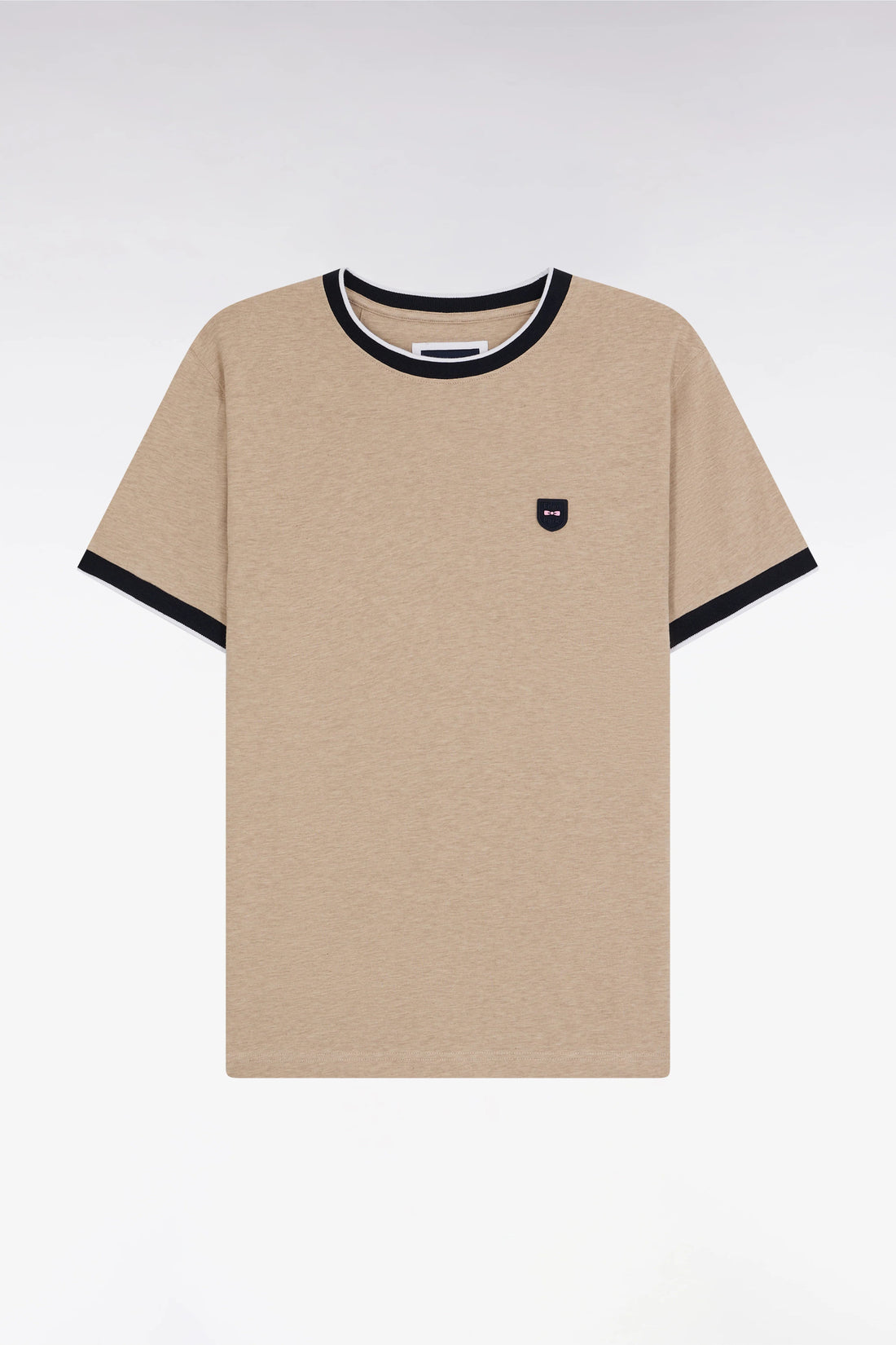 Eden Park_Slim-Fit Beige Stretch Cotton T-Shirt_E25MAITC0020_BEC13_01