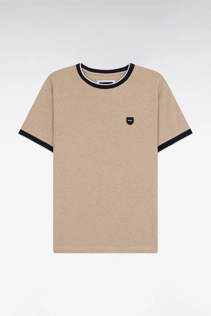 Eden Park_Slim-Fit Beige Stretch Cotton T-Shirt_E25MAITC0020_BEC13_01