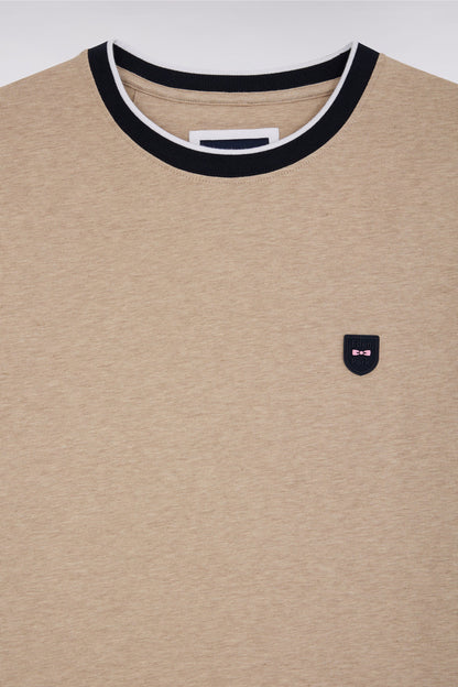 Eden Park_Slim-Fit Beige Stretch Cotton T-Shirt_E25MAITC0020_BEC13_02