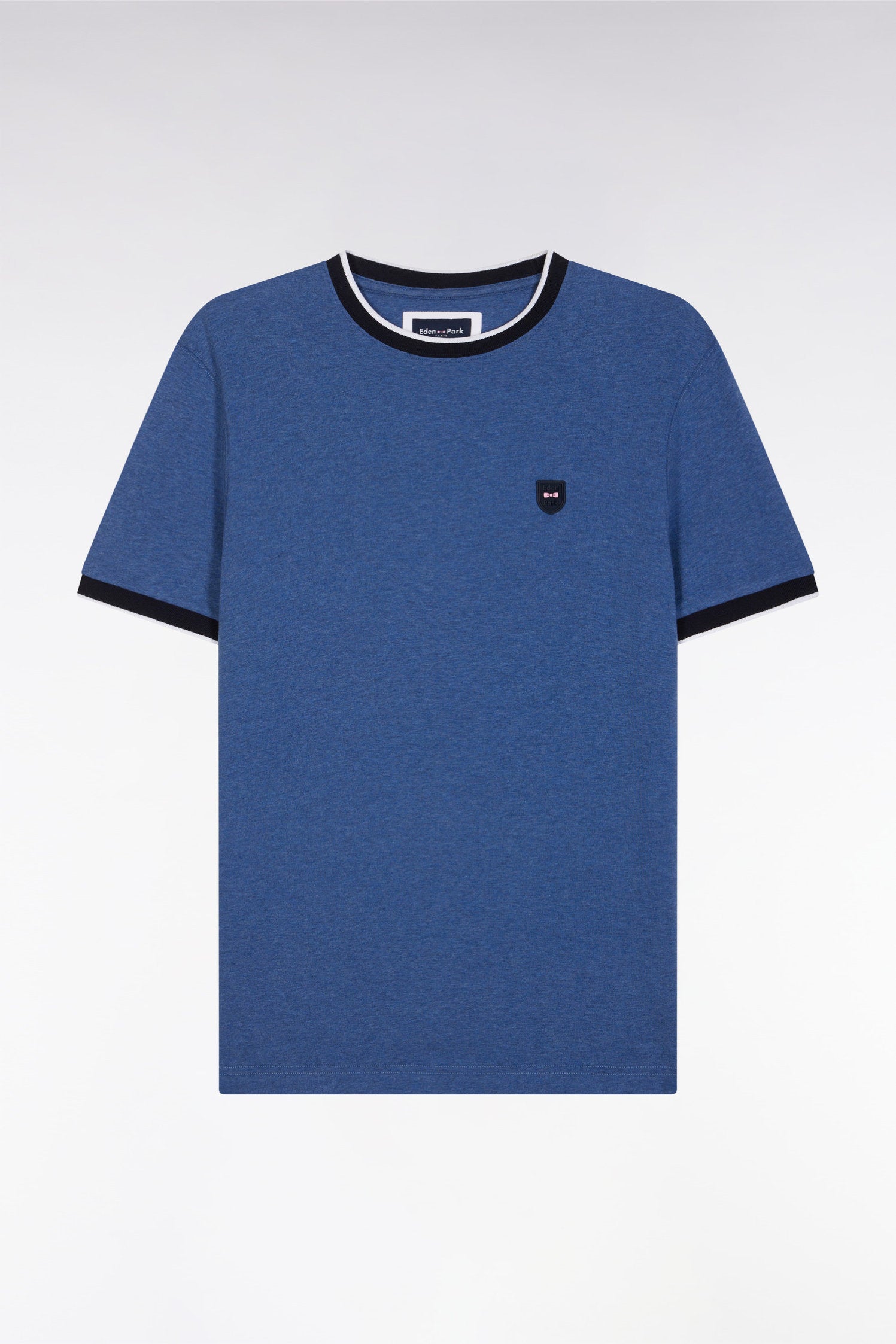 Eden Park_Slim-Fit Dark Blue Stretch Cotton T-Shirt_E25MAITC0020_BLM30_01