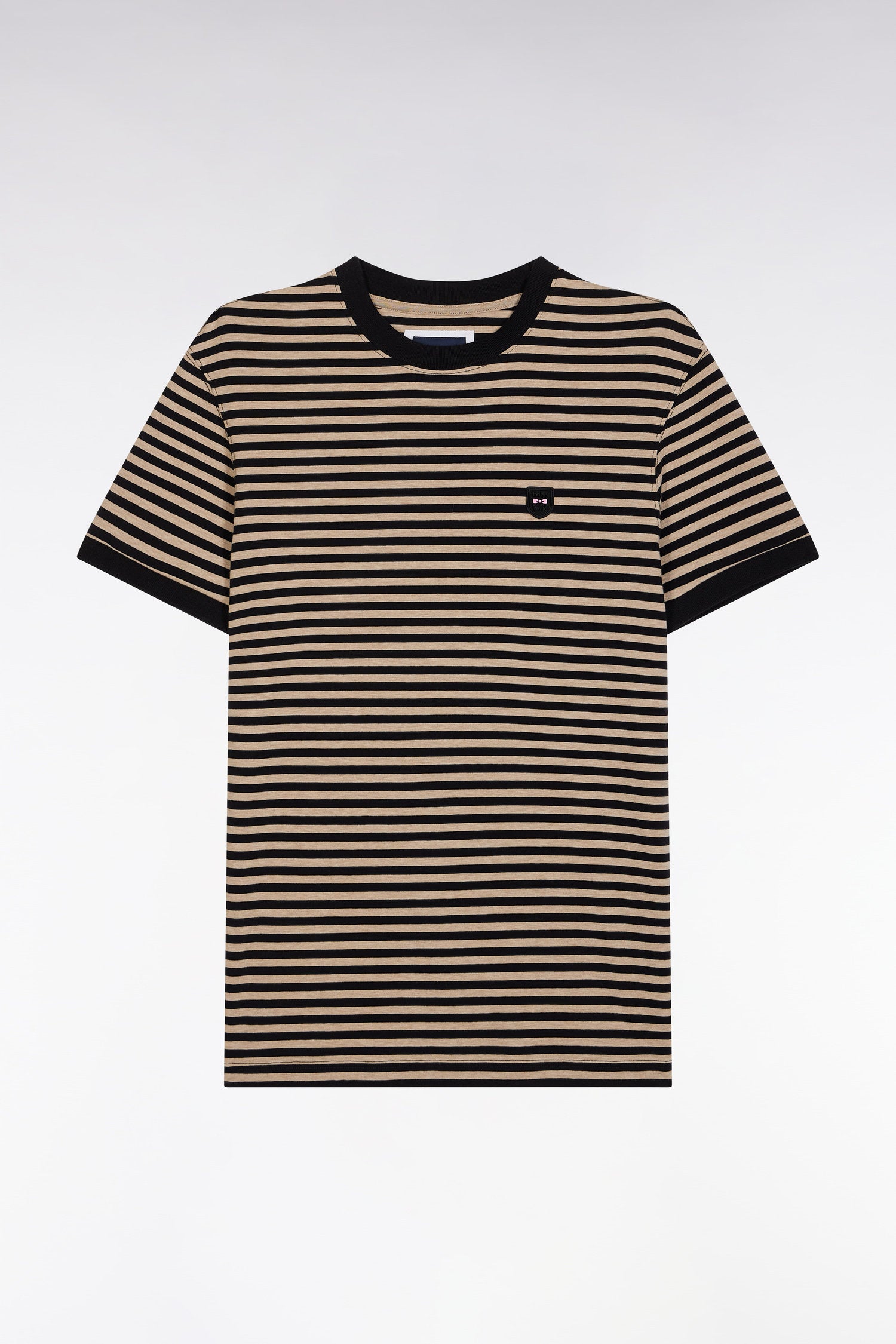 Eden Park_Slim-Fit Beige Striped Stretch Cotton T-Shirt_E25MAITC0021_BEC13_02
