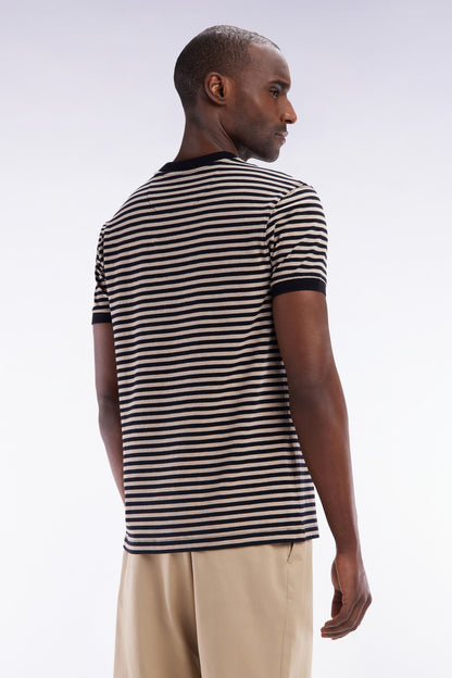 Eden Park_Slim-Fit Beige Striped Stretch Cotton T-Shirt_E25MAITC0021_BEC13_04