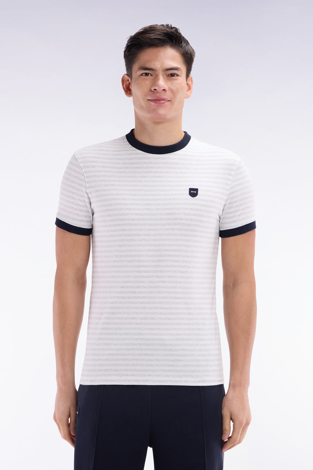 Eden Park_Slim-Fit Grey Striped Stretch Cotton T-Shirt_E25MAITC0021_GRC10_01