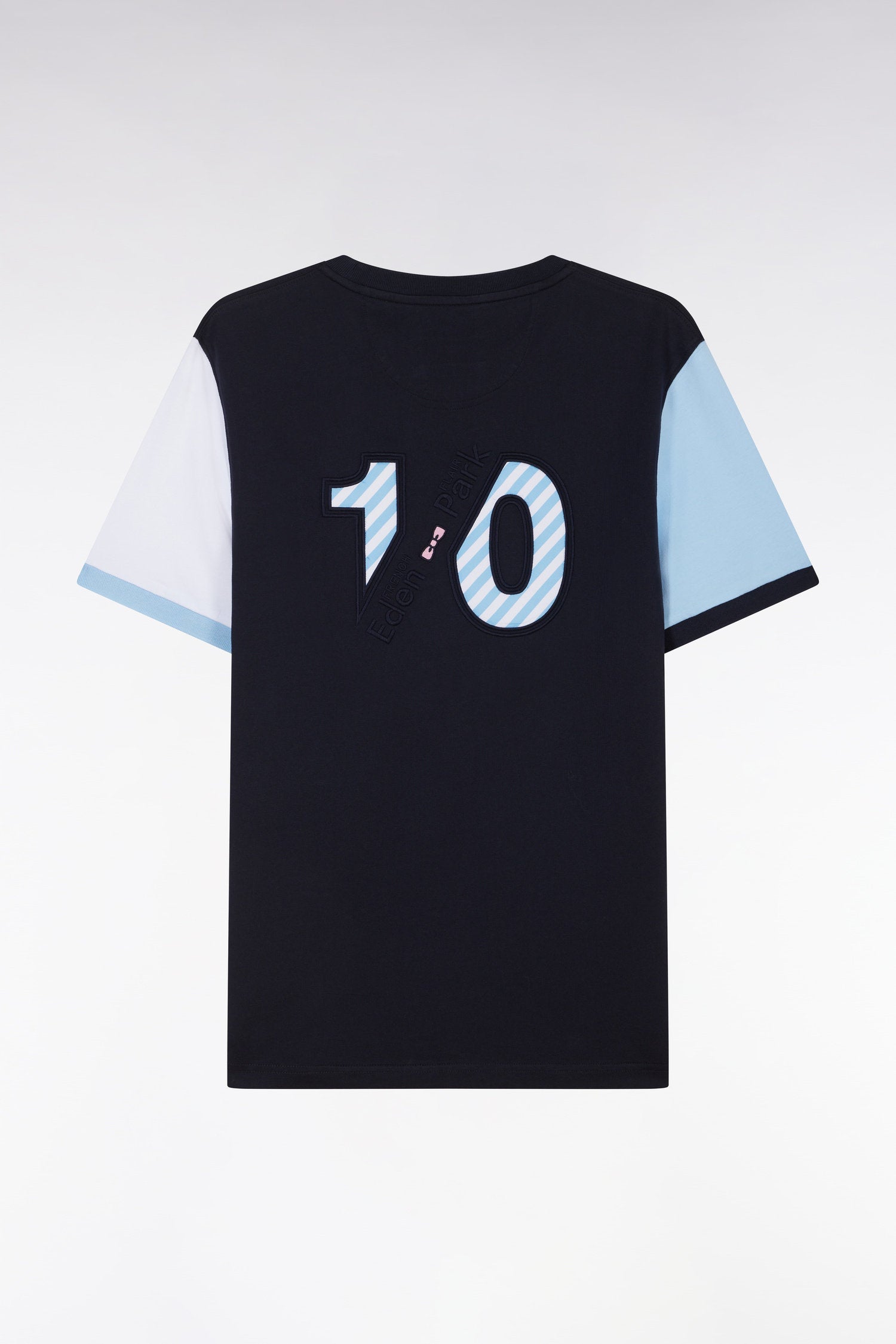 Eden Park_Straight-Fit Colorblock T-Shirt in Navy Cotton with 10 Embroidery_E25MAITC0034_BLF_02