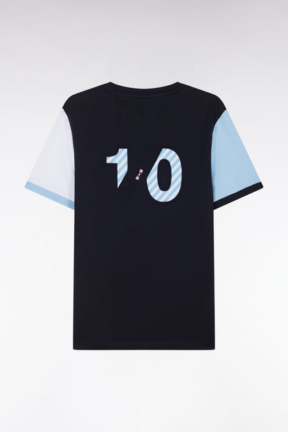 Eden Park_Straight-Fit Colorblock T-Shirt in Navy Cotton with 10 Embroidery_E25MAITC0034_BLF_02