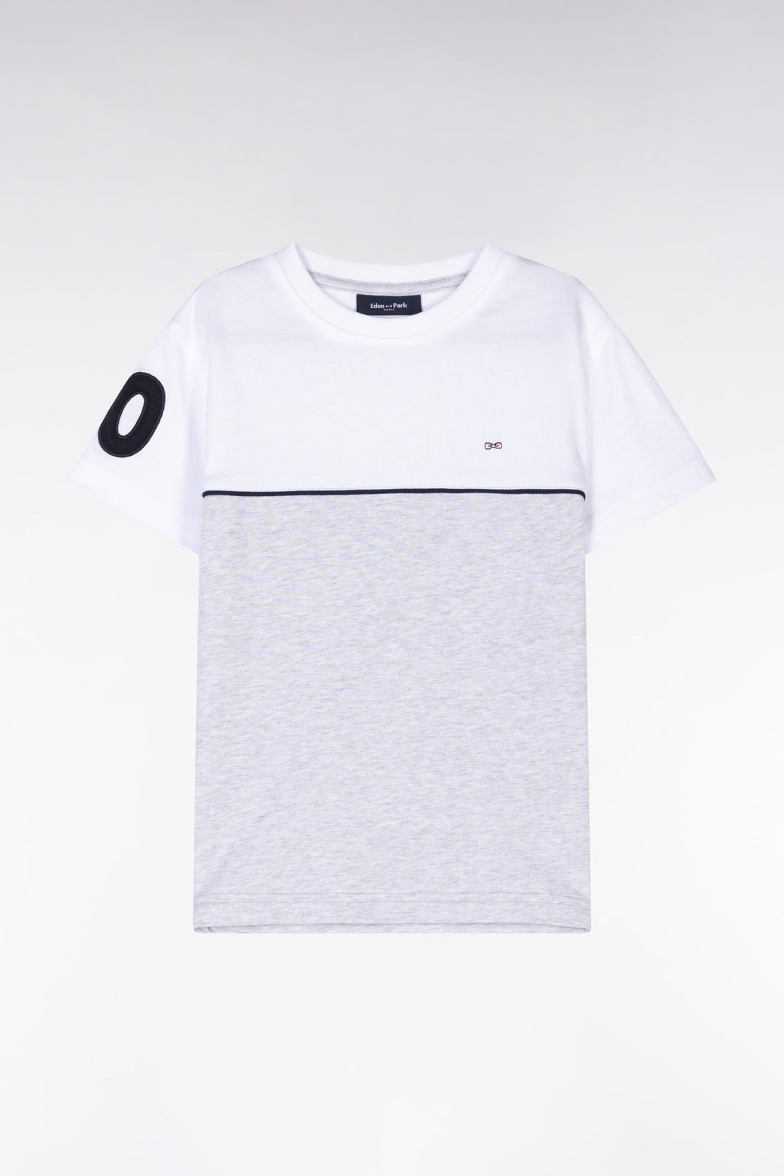 Eden Park_Straight-Fit Two-Tone Grey Cotton T-Shirt_E25MAITC0052_GRC10_01