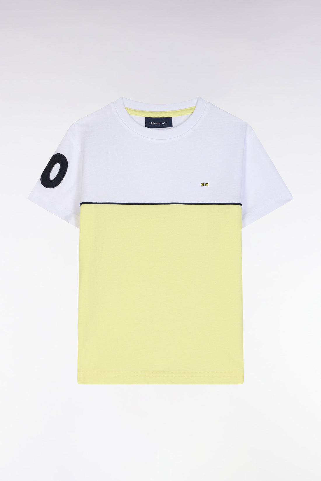 Eden Park_Straight-Fit Two-Tone Yellow Cotton T-Shirt_E25MAITC0052_JAC13_01