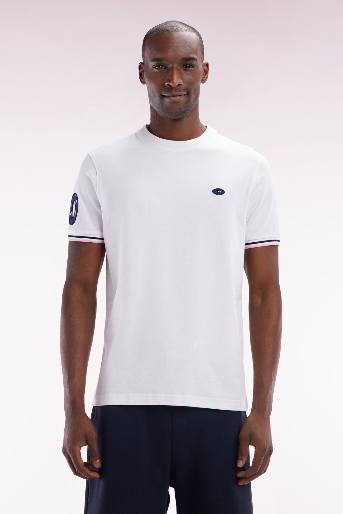 Eden Park_Straight-Fit XV De France T-Shirt in White Cotton with 10 Embroidery_E25MAITC0078_BC_01