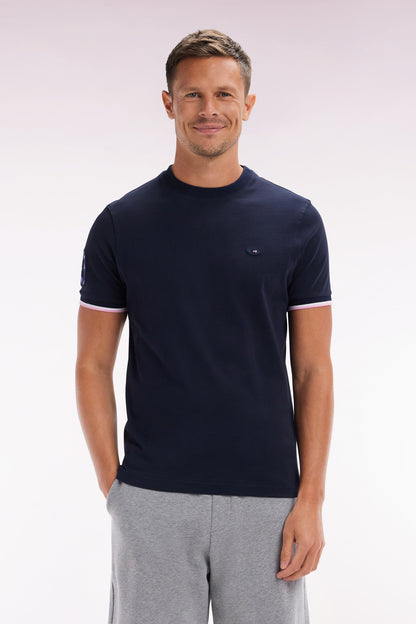Eden Park_Straight-Fit XV De France T-Shirt in Navy Cotton with 10 Embroidery_E25MAITC0078_BLF_01