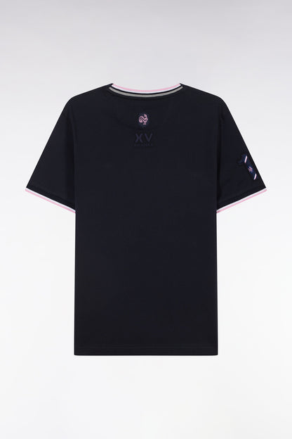 Eden Park_Straight-Fit XV De France T-Shirt in Navy Cotton with 10 Embroidery_E25MAITC0078_BLF_02