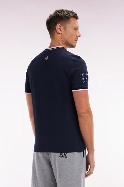 Eden Park_Straight-Fit XV De France T-Shirt in Navy Cotton with 10 Embroidery_E25MAITC0078_BLF_04
